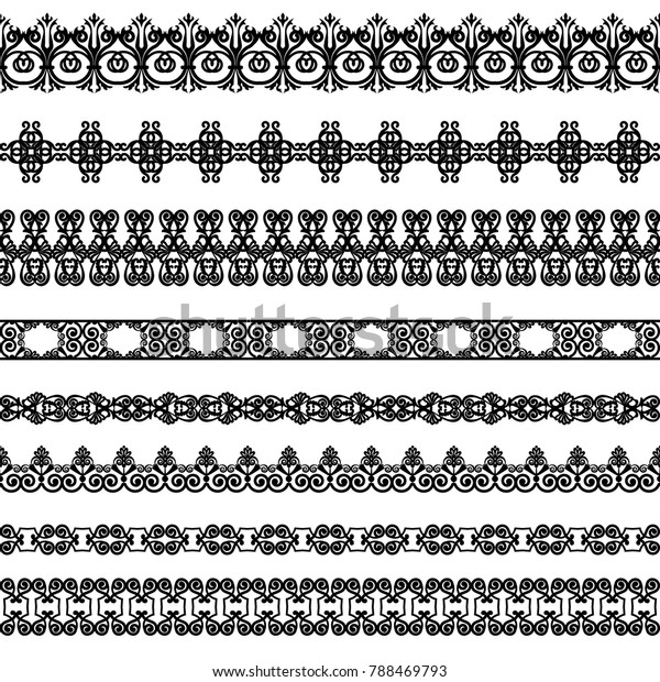 Set Black Lace Isolated On White Stock Vector (Royalty Free) 788469793 ...