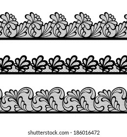 Set Black Lace Vector Borders Stock Vector (Royalty Free) 186016472 ...