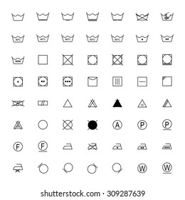 Set of black laundry symbols on white background, vector illustration