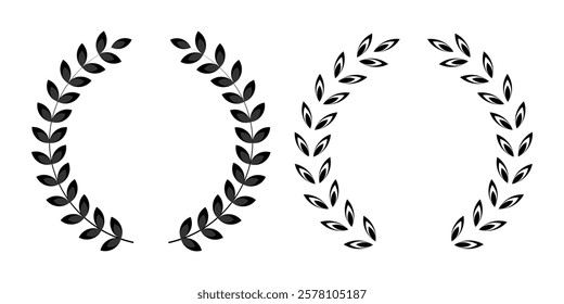 set of black laurel wealth  vector illustrator 