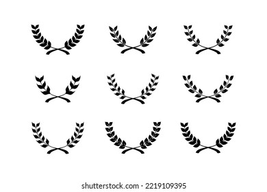 Set of black laurel wreath. Best nominee award, champion award.