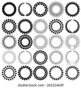 Set  black laurel wreath on the white background. Vector illustration.