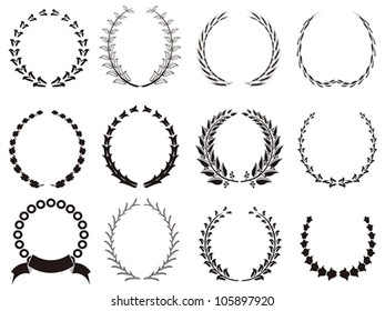 set of black Laurel Wreaths