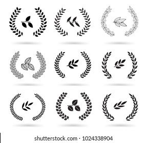 Set of black laurel wreaths isolated on white background. Vector illustration ready and simple to use for your design. EPS10.