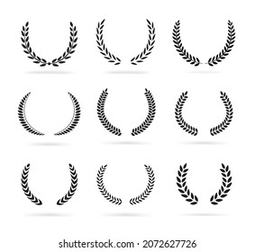 Set of black laurel wreaths isolated on white background. Vector illustration ready and simple to use for your design. EPS10.