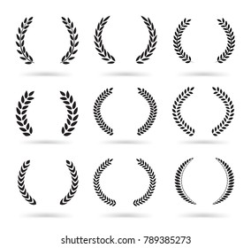 Set of black laurel wreaths isolated on white background. Vector illustration ready and simple to use for your design.