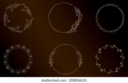 Set of black laurels frames branches. Vintage laurel wreaths collection.