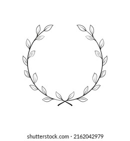 Set of black laurels frames branches. Vintage laurel wreaths collection.