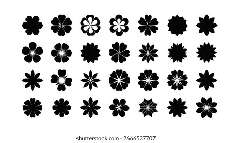Set of black leaf and plant silhouettes vector illustration for design and decoration