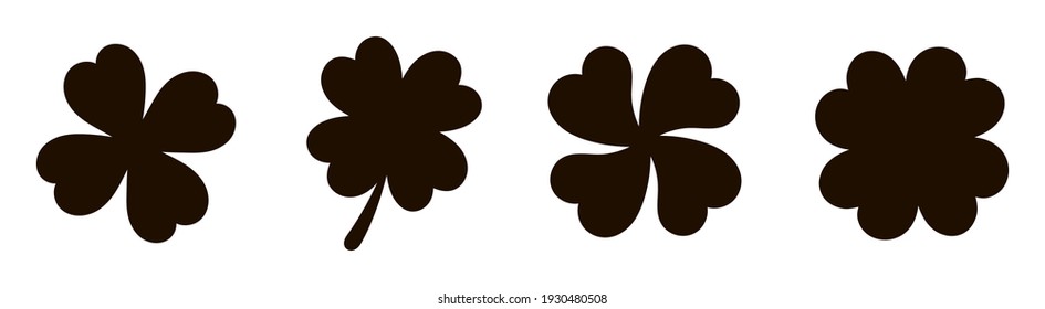 Set of black leaves of clover. Vector illustration. St.Patrick 's Day