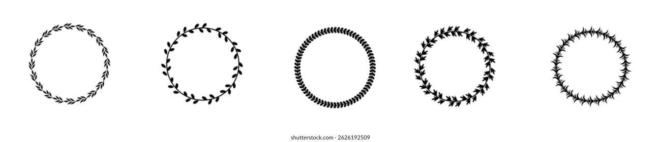 Set von schwarzen Blättern Rahmen, Kränze Sammlung, Blätter dekorative Elemente.