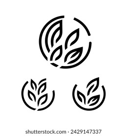 Set black leaves icons in abstract style on light background. Botanical wallpaper. Vector illustration design. Modern banner design. Growth icon set. Banner collection. Eco design concept.