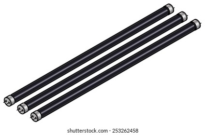 A set of black light fluorescent tubes / bulbs