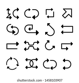 Set of black line arrow icons