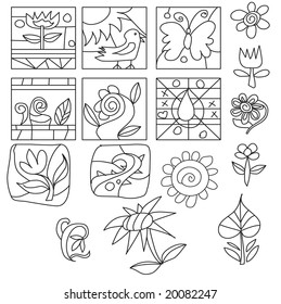 its a set of black line illustrations on the white background