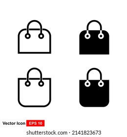 Set of black line shopping bag icons. Vector Illustration

