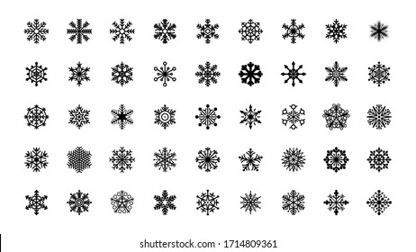Set Black Line Snowflake Doodle 
Elements Winter Vector
