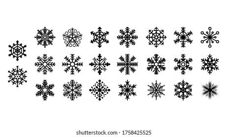 Set Black Line Snowflake Doodle 
Vector de invierno de elementos