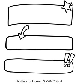 a set of black line speech bubbles suitable for stickers, comics