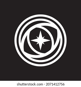 Set of black linear eye icon isolated on black background. clinic logo template.