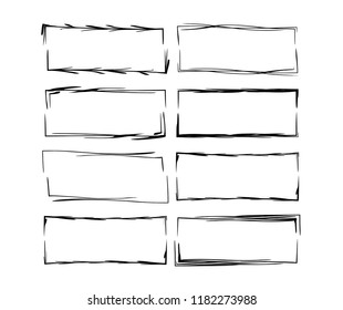 Set of black linear frames. Collection of geometric rectangle empty borders.  Vector illustration. 