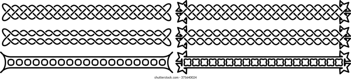 Set of black linear thin vector patterns