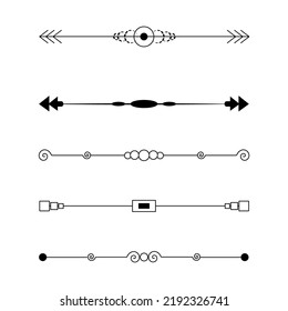 Set of black lines ornaments, frames for illustrations on a white background - Vector illustration