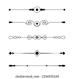 Set of black lines ornaments, frames for illustrations on a white background - Vector illustration