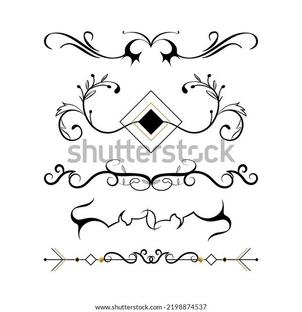 Set of black lines\
ornaments, frames for illustrations on a white background - Vector\
illustration