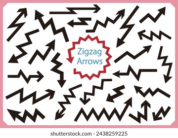 Set of black lines with various zigzag arrows