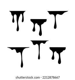 set black in liquid drip melting decoration vector collection