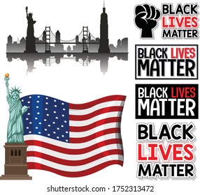 Set of black lives matter banner illustration