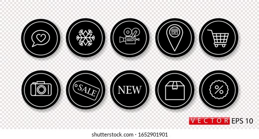 Conjunto de logos negros en un fondo transparente. Vector. EPS 10