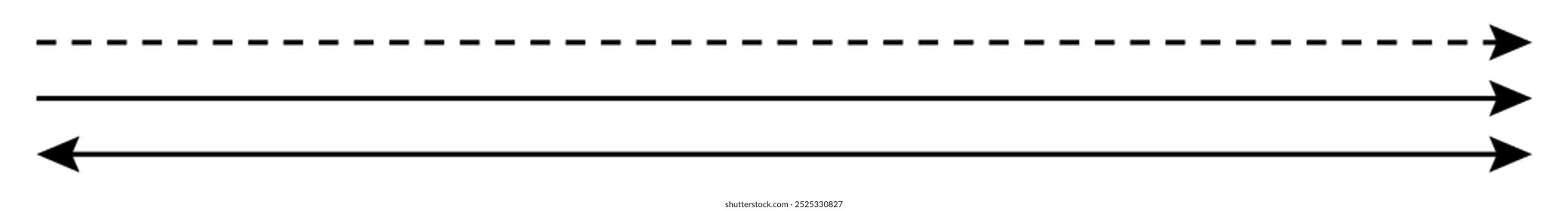 Conjunto de flechas rectas largas negras. Dirección, flechas de navegación, Ilustración vectorial de flecha doble