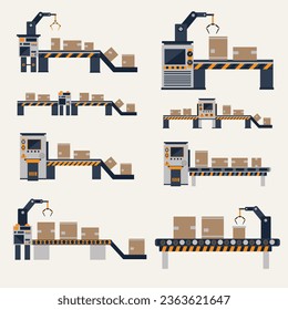 Set of Black Machine Conveyors Collection