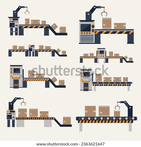 Set of Black Machine Conveyors Collection