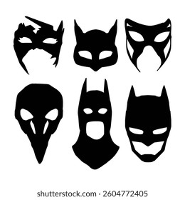 Set of black Mask Silhouette illustration vector based drawing Vol 03