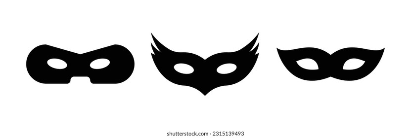Set of black mask symbol isolated