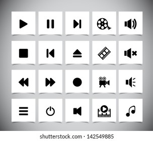 Set of black media Icons. Vector illustration