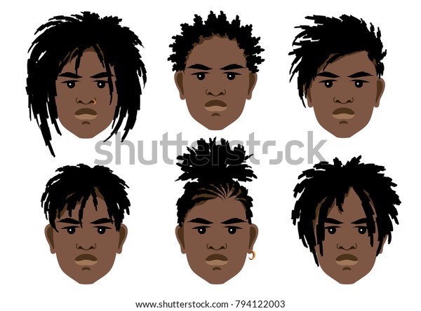 Set Black Mens Dreadlocks Vector Illustration Stock Vector (Royalty