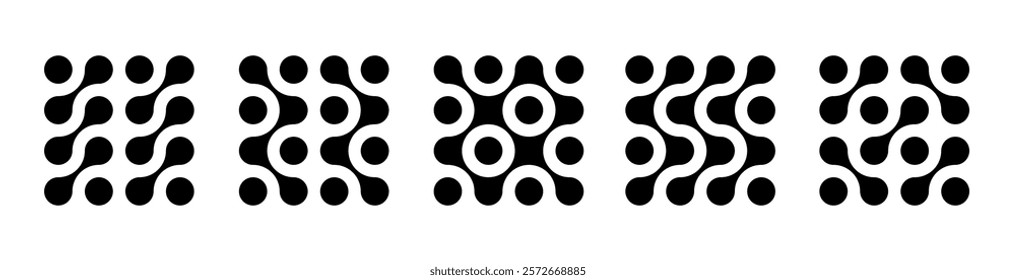 Set black metaballs isolated on a white background. Modern contemporary geometric shapes and elements. Vector illustration