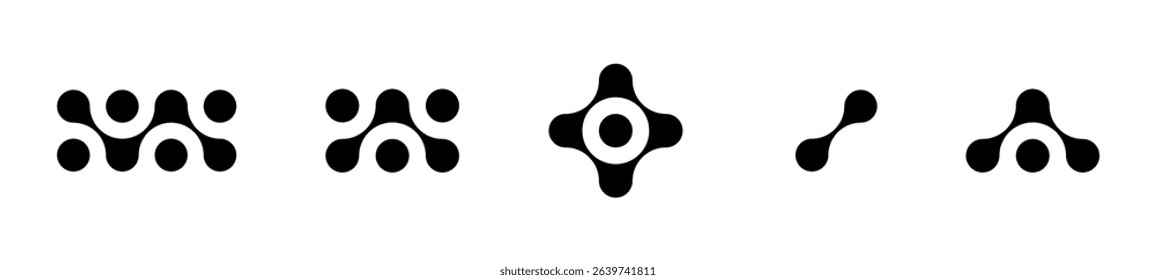 Set of black metabolic figures on a white background. Metabol. Geometric elements for creating logos, posters, banners, presentations. Isolated vector illustration.