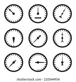 Set of black meter icons. Vector illustration