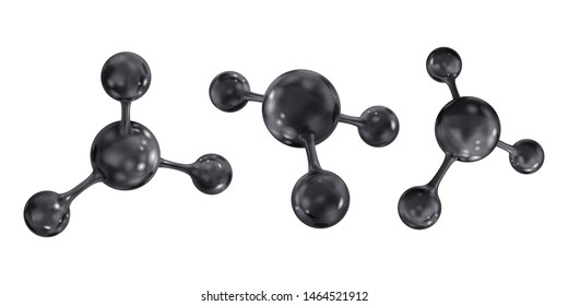 Set of black  molecules. Vector 3d illustration.