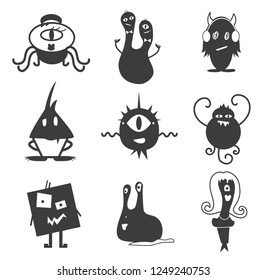 Set black monsters vector