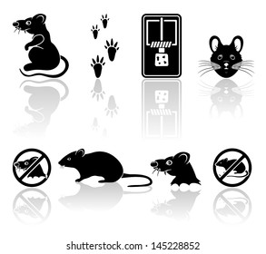 Set of black mouse icons isolated on white background, illustration.