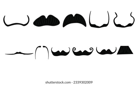 set of black moustaches. White Background