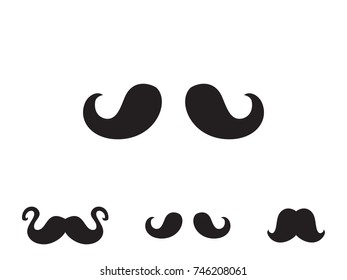 Set of black mustache vector icons. Hipster symbol. Old fashioned design for web