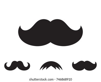 Set of black mustache vector icons. Hipster symbol. Old fashioned design for web