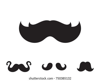 Set of black mustache vector icons. Hipster symbol. Old fashioned design for web